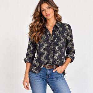 BDG Western Button-Up Shirt Women's Size S Gray Aztec Cotton Casual Cowgirl